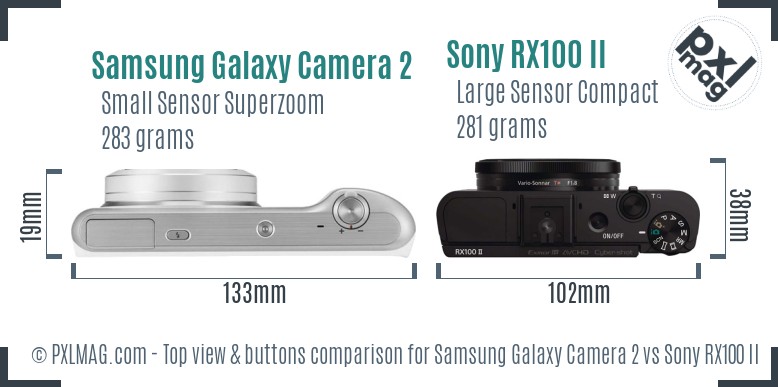 Samsung Galaxy Camera 2 vs Sony RX100 II top view buttons comparison