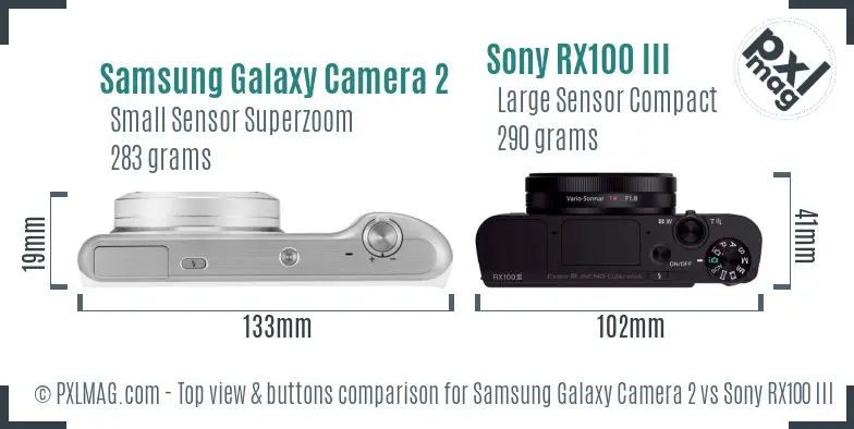 Samsung Galaxy Camera 2 vs Sony RX100 III top view buttons comparison