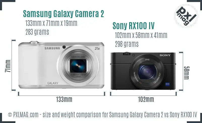Samsung Galaxy Camera 2 vs Sony RX100 IV size comparison