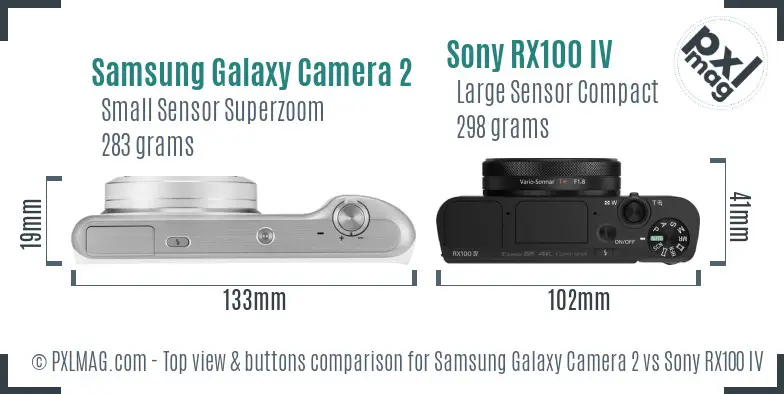 Samsung Galaxy Camera 2 vs Sony RX100 IV top view buttons comparison