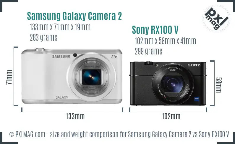 Samsung Galaxy Camera 2 vs Sony RX100 V size comparison