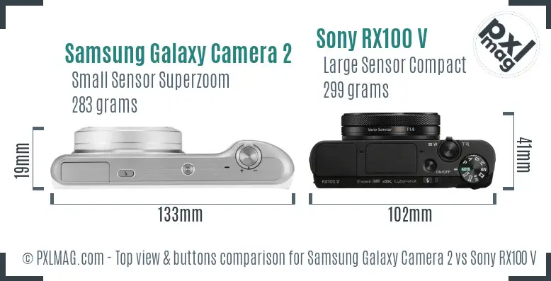Samsung Galaxy Camera 2 vs Sony RX100 V top view buttons comparison
