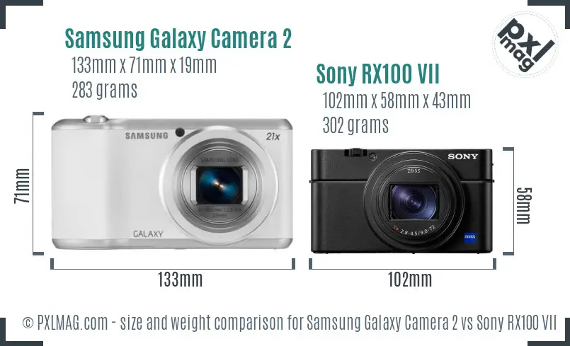 Samsung Galaxy Camera 2 vs Sony RX100 VII size comparison