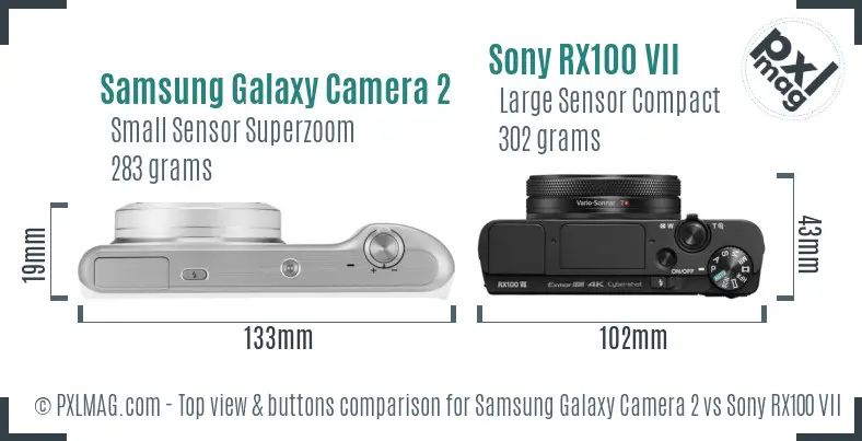 Samsung Galaxy Camera 2 vs Sony RX100 VII top view buttons comparison