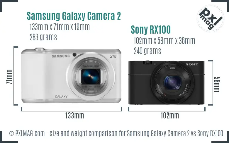 Samsung Galaxy Camera 2 vs Sony RX100 size comparison