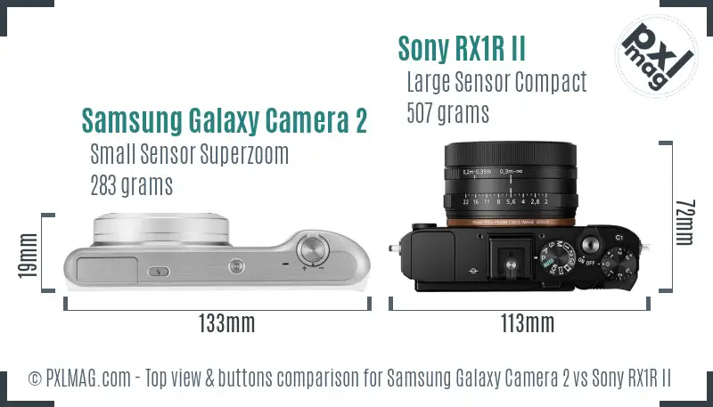 Samsung Galaxy Camera 2 vs Sony RX1R II top view buttons comparison