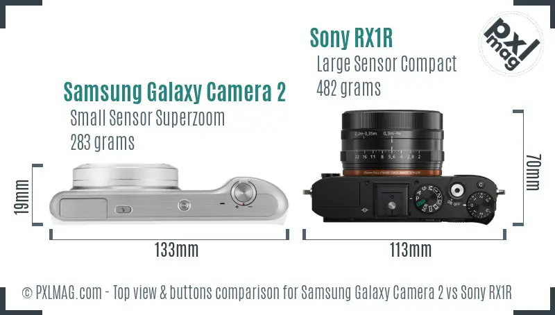 Samsung Galaxy Camera 2 vs Sony RX1R top view buttons comparison