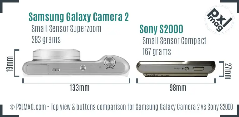 Samsung Galaxy Camera 2 vs Sony S2000 top view buttons comparison