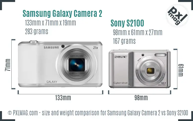 Samsung Galaxy Camera 2 vs Sony S2100 size comparison