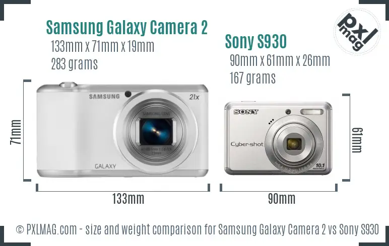 Samsung Galaxy Camera 2 vs Sony S930 size comparison