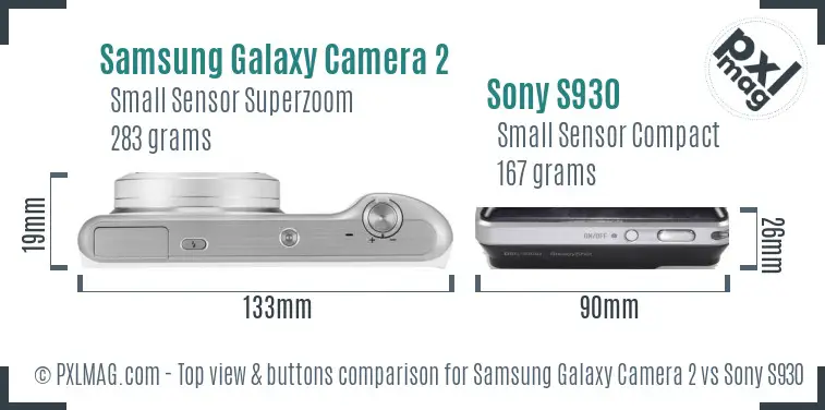 Samsung Galaxy Camera 2 vs Sony S930 top view buttons comparison