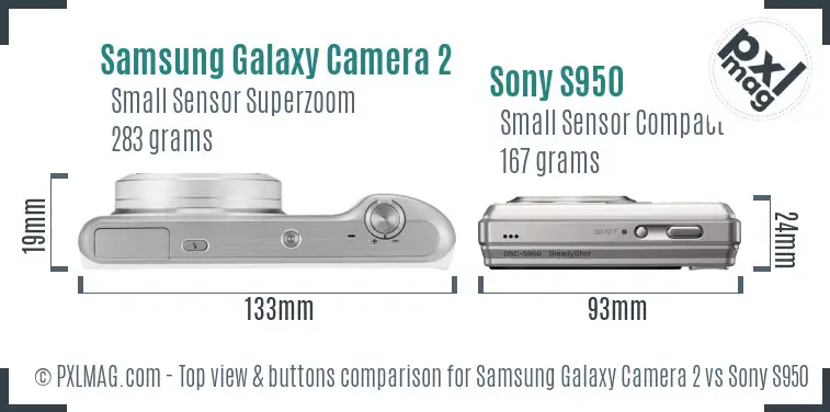 Samsung Galaxy Camera 2 vs Sony S950 top view buttons comparison