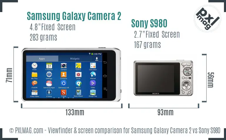 Samsung Galaxy Camera 2 vs Sony S980 Screen and Viewfinder comparison