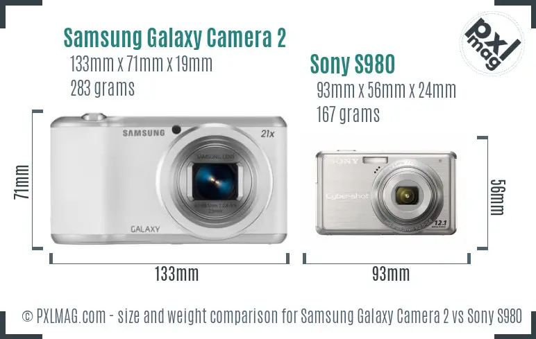 Samsung Galaxy Camera 2 vs Sony S980 size comparison