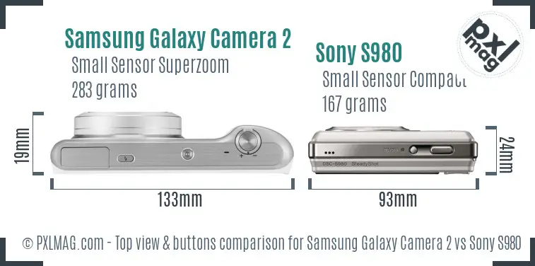 Samsung Galaxy Camera 2 vs Sony S980 top view buttons comparison