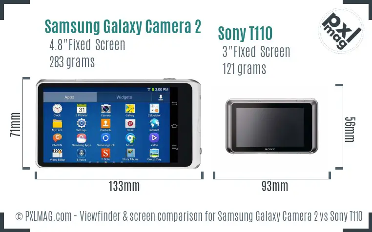 Samsung Galaxy Camera 2 vs Sony T110 Screen and Viewfinder comparison