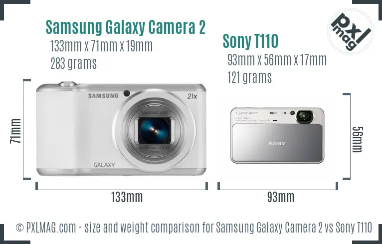 Samsung Galaxy Camera 2 vs Sony T110 size comparison