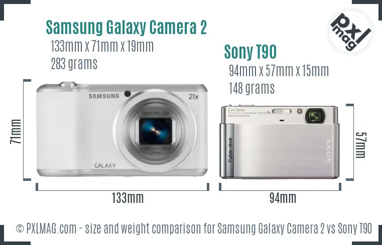 Samsung Galaxy Camera 2 vs Sony T90 size comparison