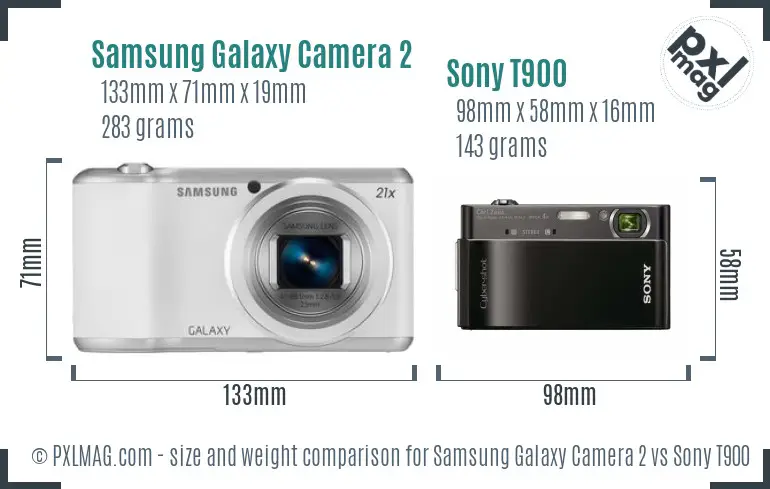 Samsung Galaxy Camera 2 vs Sony T900 size comparison