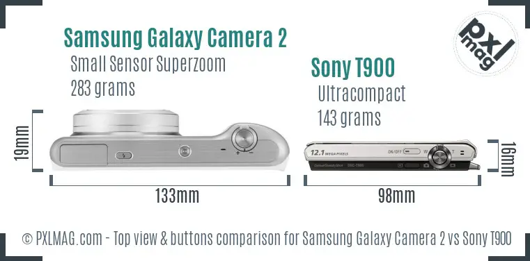 Samsung Galaxy Camera 2 vs Sony T900 top view buttons comparison