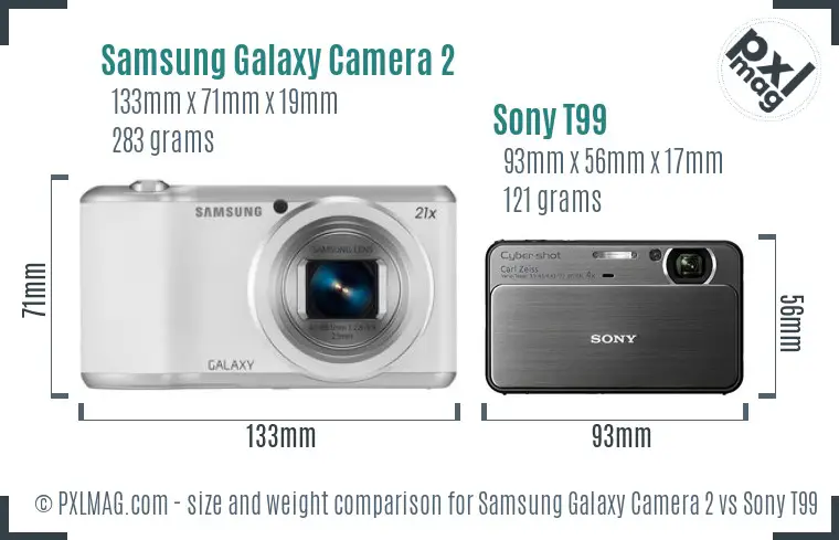 Samsung Galaxy Camera 2 vs Sony T99 size comparison