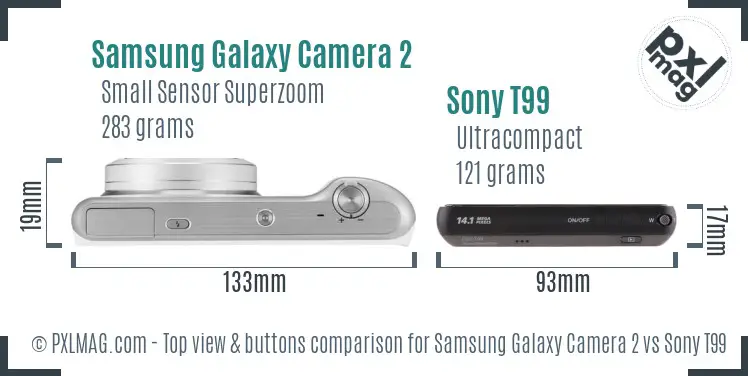 Samsung Galaxy Camera 2 vs Sony T99 top view buttons comparison