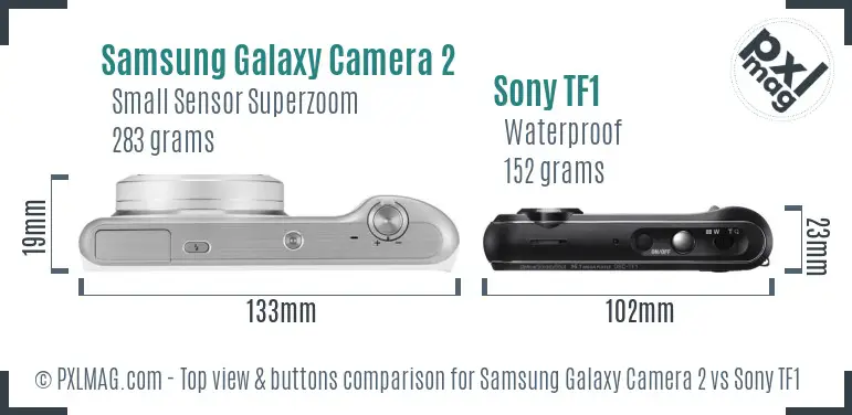 Samsung Galaxy Camera 2 vs Sony TF1 top view buttons comparison
