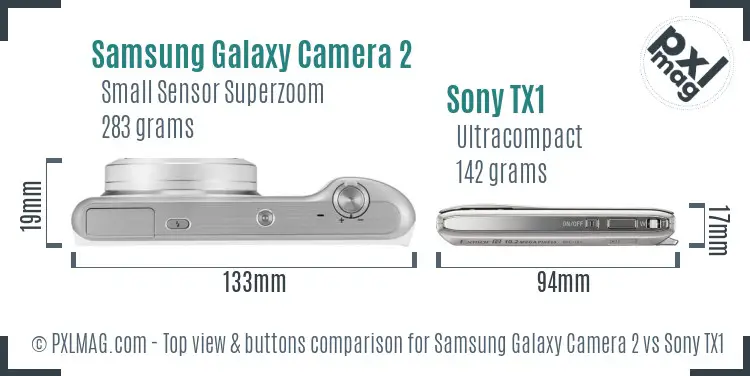 Samsung Galaxy Camera 2 vs Sony TX1 top view buttons comparison