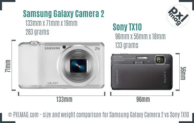 Samsung Galaxy Camera 2 vs Sony TX10 size comparison