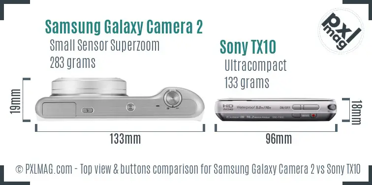 Samsung Galaxy Camera 2 vs Sony TX10 top view buttons comparison