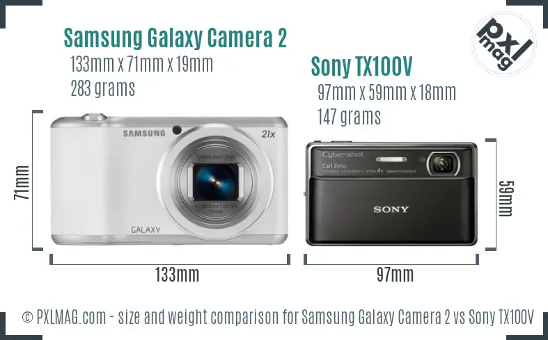 Samsung Galaxy Camera 2 vs Sony TX100V size comparison