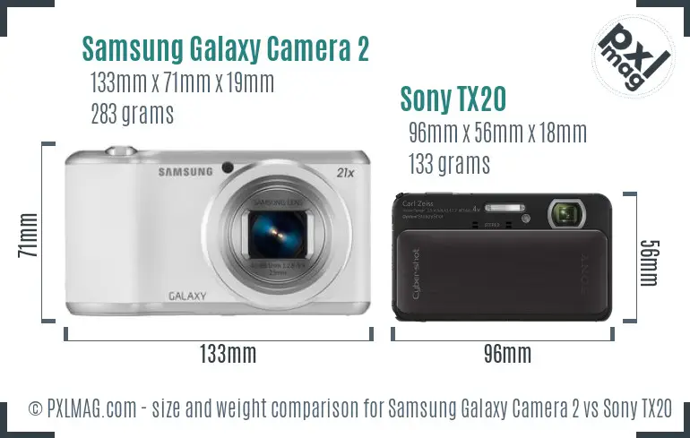 Samsung Galaxy Camera 2 vs Sony TX20 size comparison
