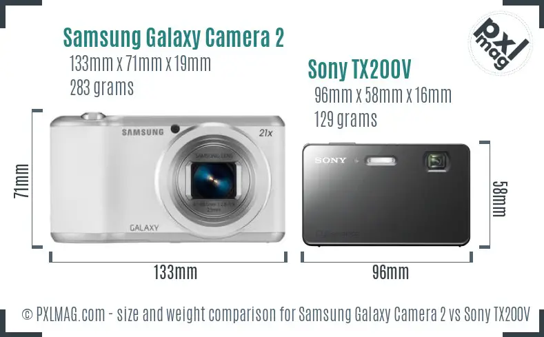 Samsung Galaxy Camera 2 vs Sony TX200V size comparison