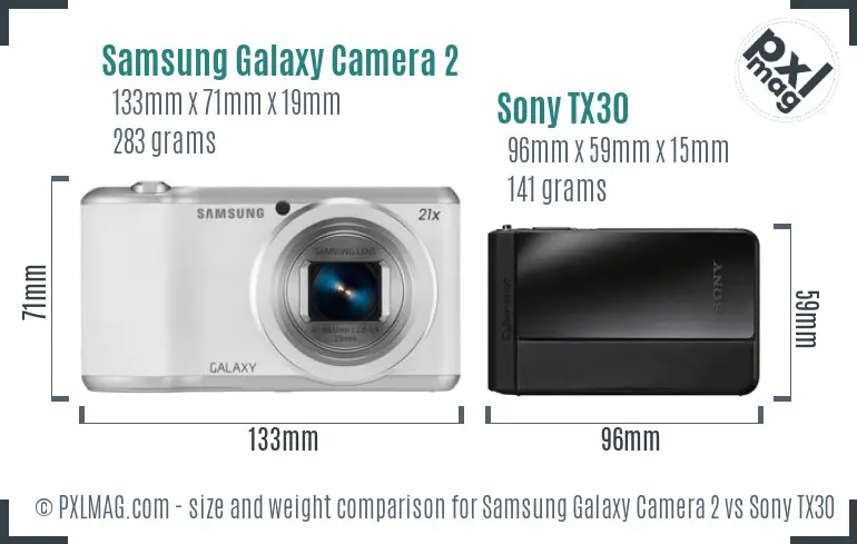 Samsung Galaxy Camera 2 vs Sony TX30 size comparison