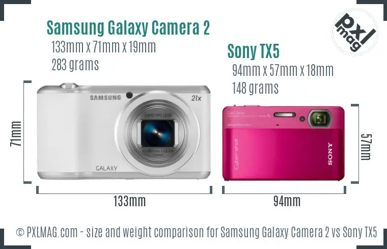 Samsung Galaxy Camera 2 vs Sony TX5 size comparison
