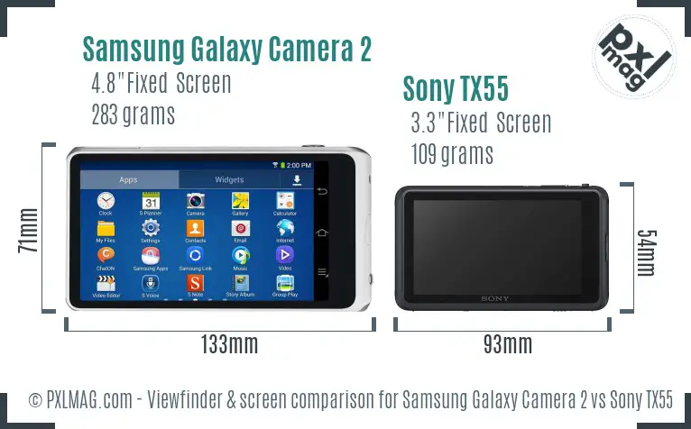 Samsung Galaxy Camera 2 vs Sony TX55 Screen and Viewfinder comparison