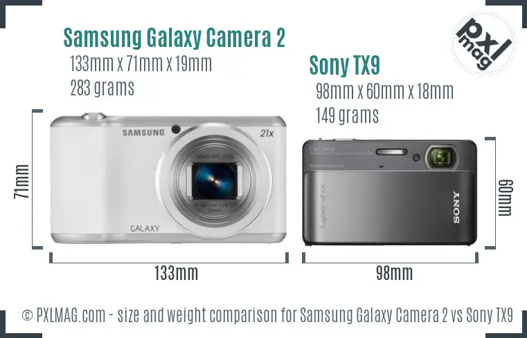 Samsung Galaxy Camera 2 vs Sony TX9 size comparison