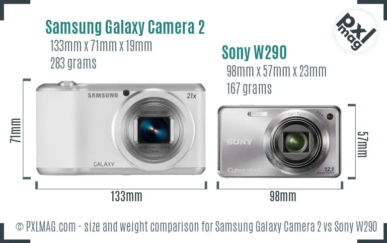 Samsung Galaxy Camera 2 vs Sony W290 size comparison