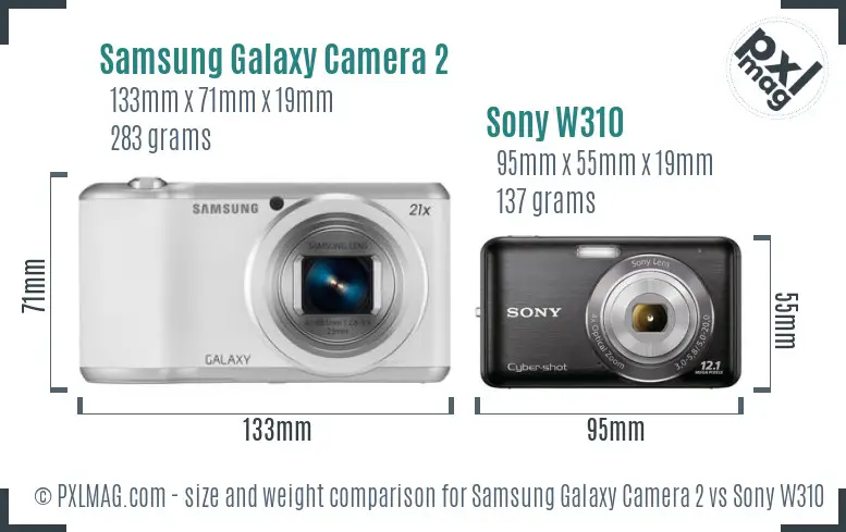 Samsung Galaxy Camera 2 vs Sony W310 size comparison
