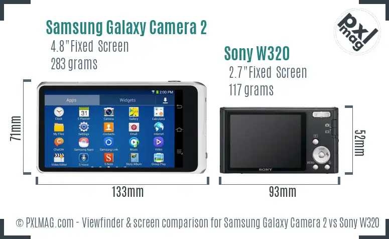 Samsung Galaxy Camera 2 vs Sony W320 Screen and Viewfinder comparison