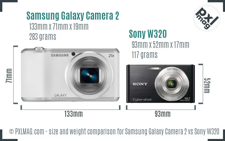 Samsung Galaxy Camera 2 vs Sony W320 size comparison