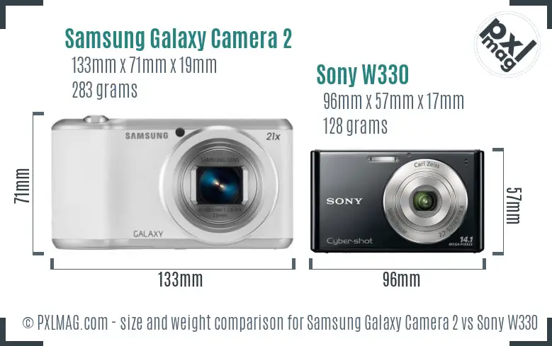 Samsung Galaxy Camera 2 vs Sony W330 size comparison