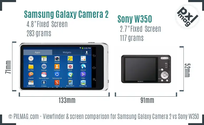 Samsung Galaxy Camera 2 vs Sony W350 Screen and Viewfinder comparison