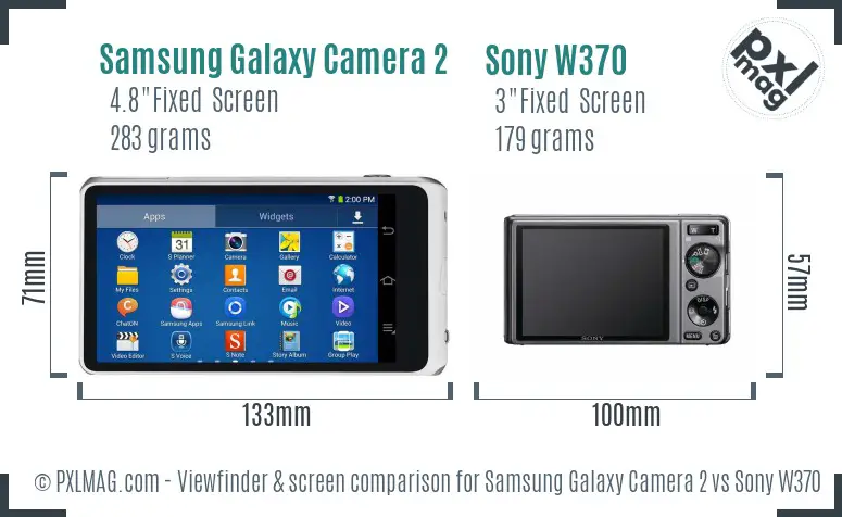Samsung Galaxy Camera 2 vs Sony W370 Screen and Viewfinder comparison