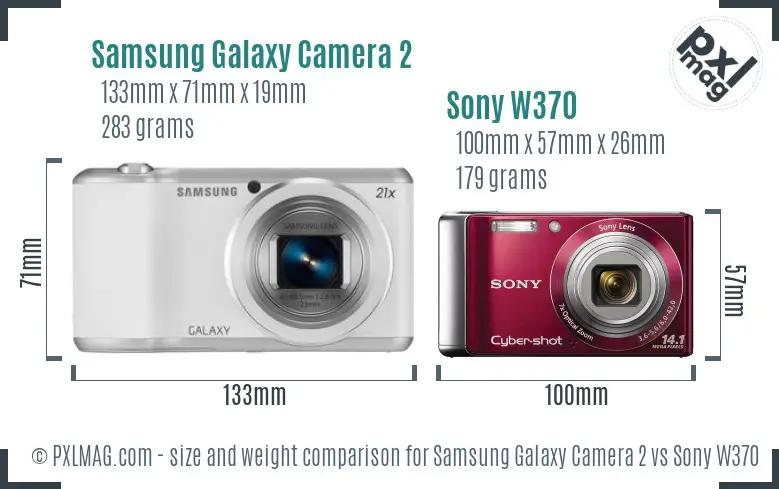 Samsung Galaxy Camera 2 vs Sony W370 size comparison