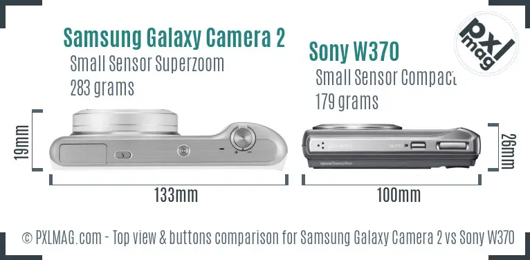 Samsung Galaxy Camera 2 vs Sony W370 top view buttons comparison