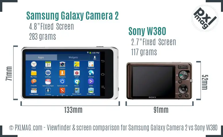 Samsung Galaxy Camera 2 vs Sony W380 Screen and Viewfinder comparison