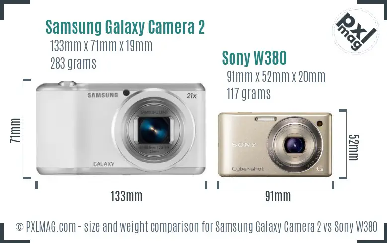 Samsung Galaxy Camera 2 vs Sony W380 size comparison