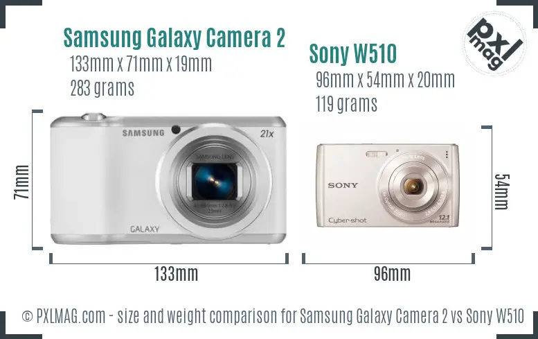 Samsung Galaxy Camera 2 vs Sony W510 size comparison