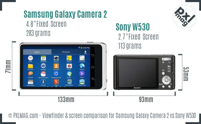 Samsung Galaxy Camera 2 vs Sony W530 Screen and Viewfinder comparison